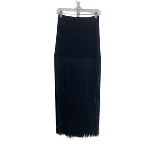 Soft Animal Women's Couture Flapper Fringe Black Woven Pencil Skirt Size 2